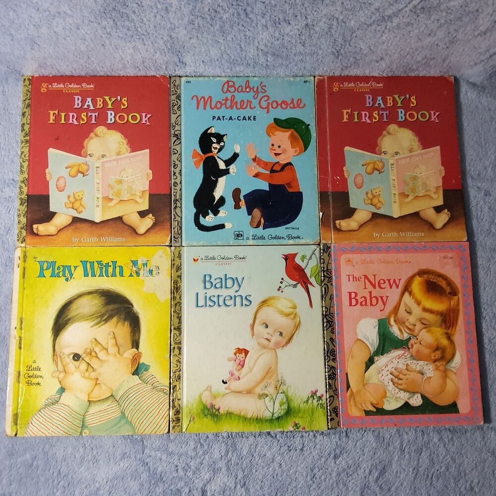 Vintage Little Golden Books Baby Lot Garth Williams Mother Goose New Baby Classi
